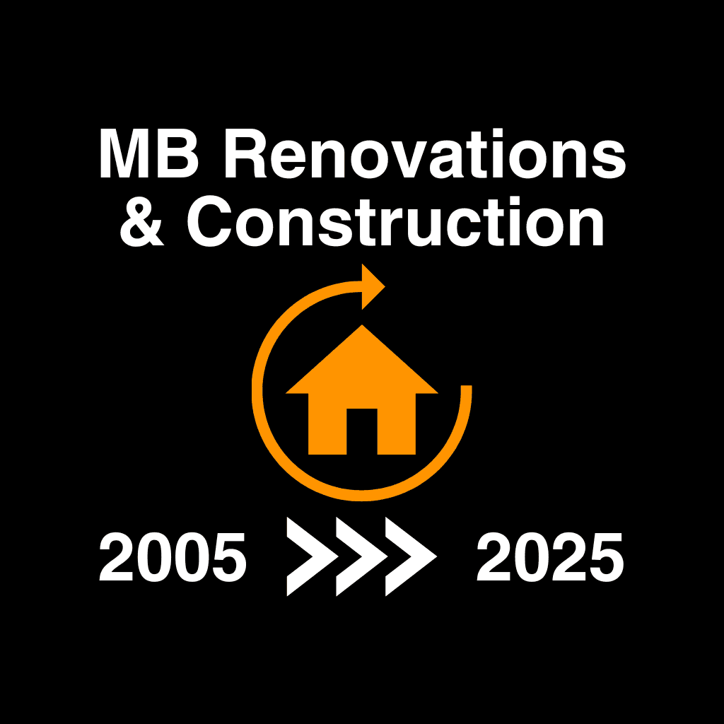 Logo of MB Renovations & Construction with a house icon and arrow.